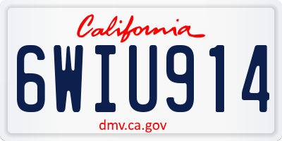CA license plate 6WIU914