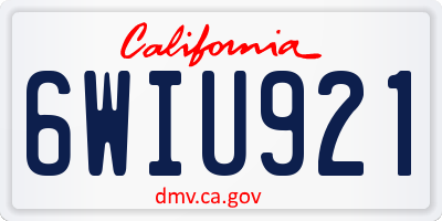 CA license plate 6WIU921