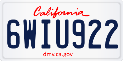 CA license plate 6WIU922