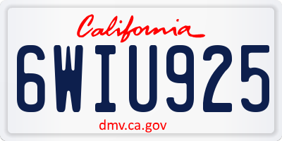 CA license plate 6WIU925