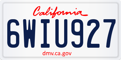 CA license plate 6WIU927
