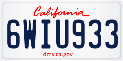 CA license plate 6WIU933