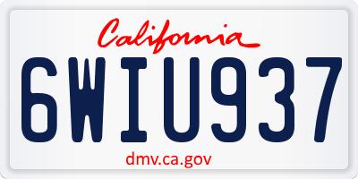 CA license plate 6WIU937