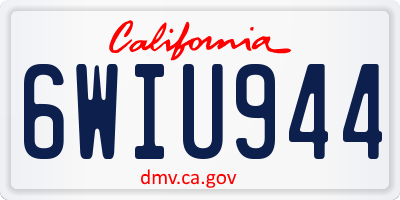 CA license plate 6WIU944