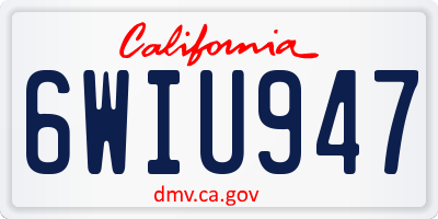 CA license plate 6WIU947