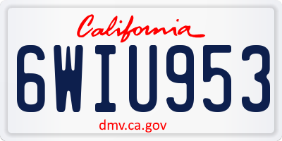 CA license plate 6WIU953