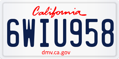 CA license plate 6WIU958