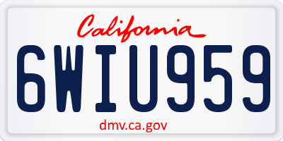 CA license plate 6WIU959