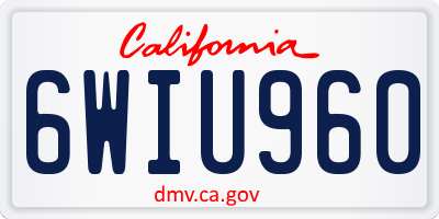 CA license plate 6WIU960