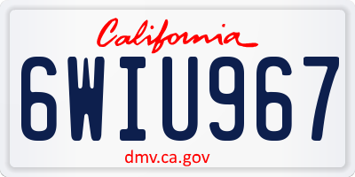 CA license plate 6WIU967