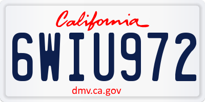 CA license plate 6WIU972