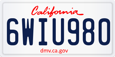 CA license plate 6WIU980