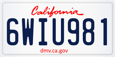 CA license plate 6WIU981