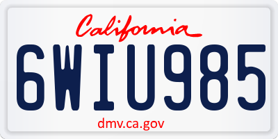 CA license plate 6WIU985
