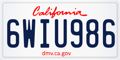 CA license plate 6WIU986