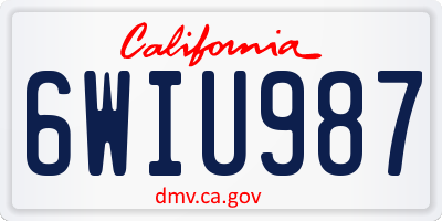CA license plate 6WIU987