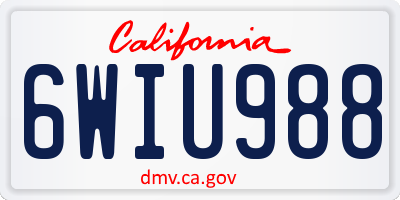 CA license plate 6WIU988