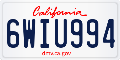 CA license plate 6WIU994