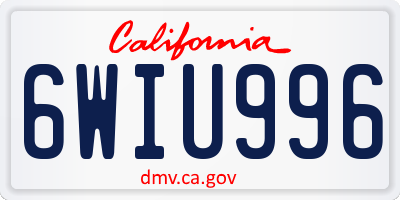 CA license plate 6WIU996