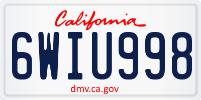 CA license plate 6WIU998