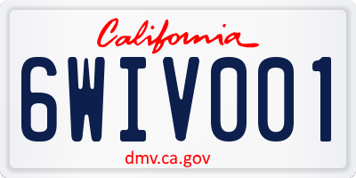 CA license plate 6WIV001