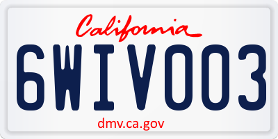 CA license plate 6WIV003