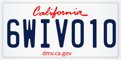 CA license plate 6WIV010