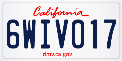 CA license plate 6WIV017