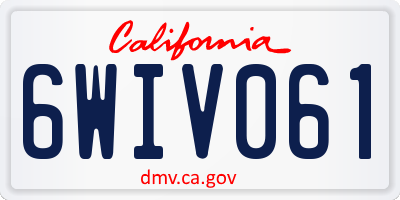 CA license plate 6WIV061