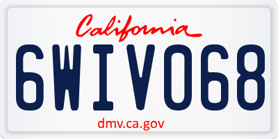 CA license plate 6WIV068
