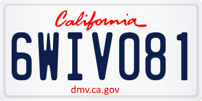 CA license plate 6WIV081