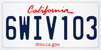 CA license plate 6WIV103