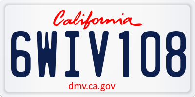 CA license plate 6WIV108