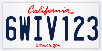 CA license plate 6WIV123