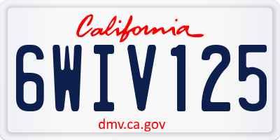 CA license plate 6WIV125