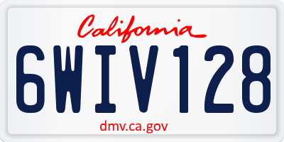 CA license plate 6WIV128