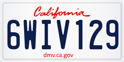 CA license plate 6WIV129