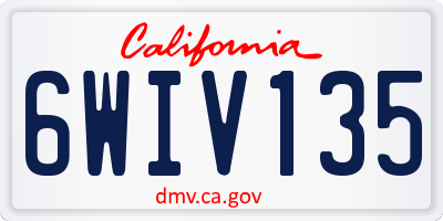 CA license plate 6WIV135