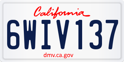 CA license plate 6WIV137