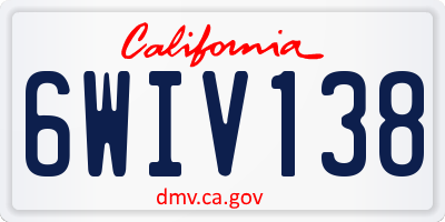 CA license plate 6WIV138