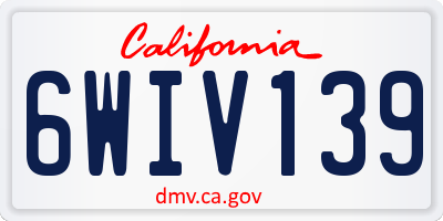 CA license plate 6WIV139
