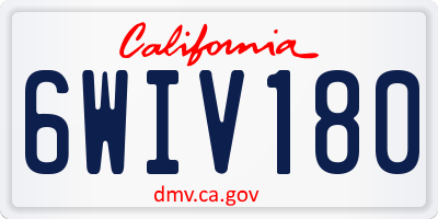 CA license plate 6WIV180