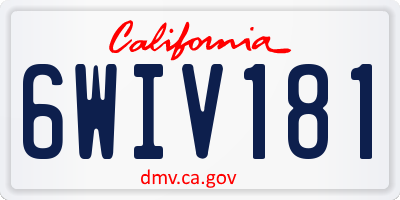 CA license plate 6WIV181