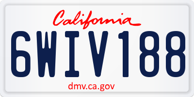 CA license plate 6WIV188
