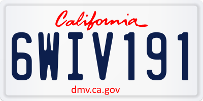 CA license plate 6WIV191