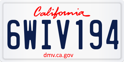 CA license plate 6WIV194