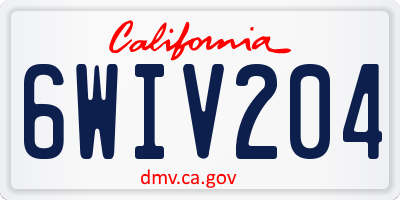CA license plate 6WIV204