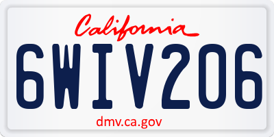 CA license plate 6WIV206
