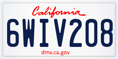 CA license plate 6WIV208