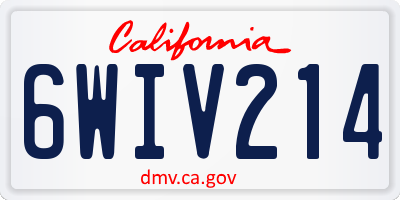 CA license plate 6WIV214